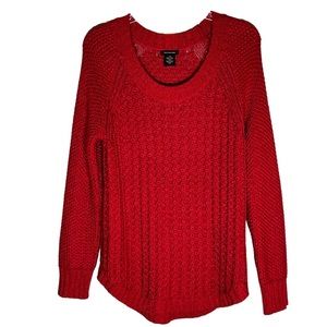 Calvin Klein Jeans Sweater Pullover Cranberry Open Knit Round Hem Women’s Large
